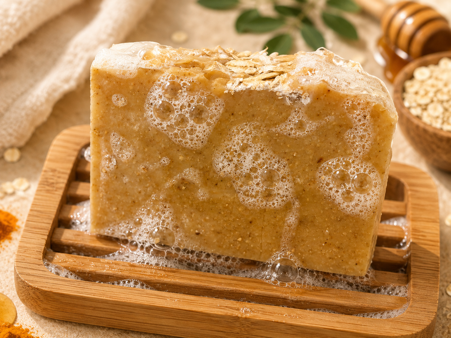 Tumeric & Goat’s Milk ~ Honey & Oats Soap Loaf - Uncut