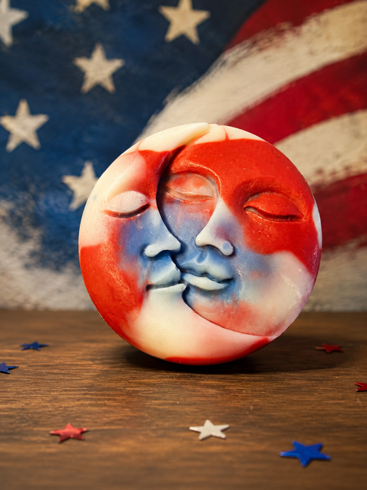 Celestial Sun & Moon Soap Patriotic Soap | Red White Blue Artisan Bar